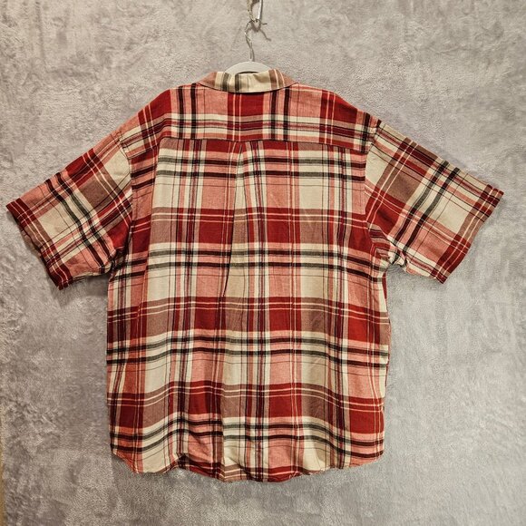 Van Heusen Mens XXL breathable Linen Plaid Red Gray Business casual vacation - Picture 3 of 14